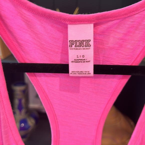 Size L Pink tank top by Pink Victory Secret Sleepwear. Never worn like new. - Picture 5 of 9